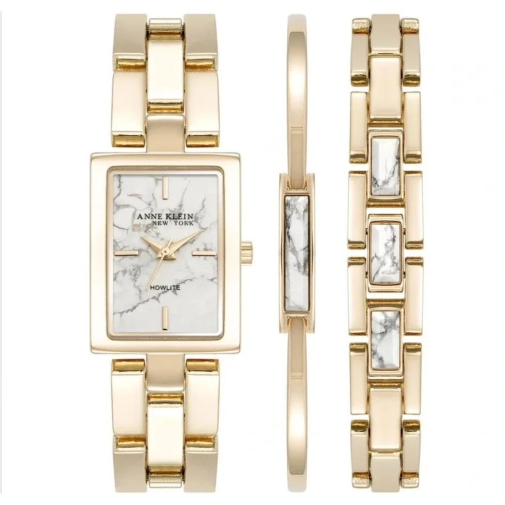 Anne Klein New York Women's Howlite Bracelet & Watch Set